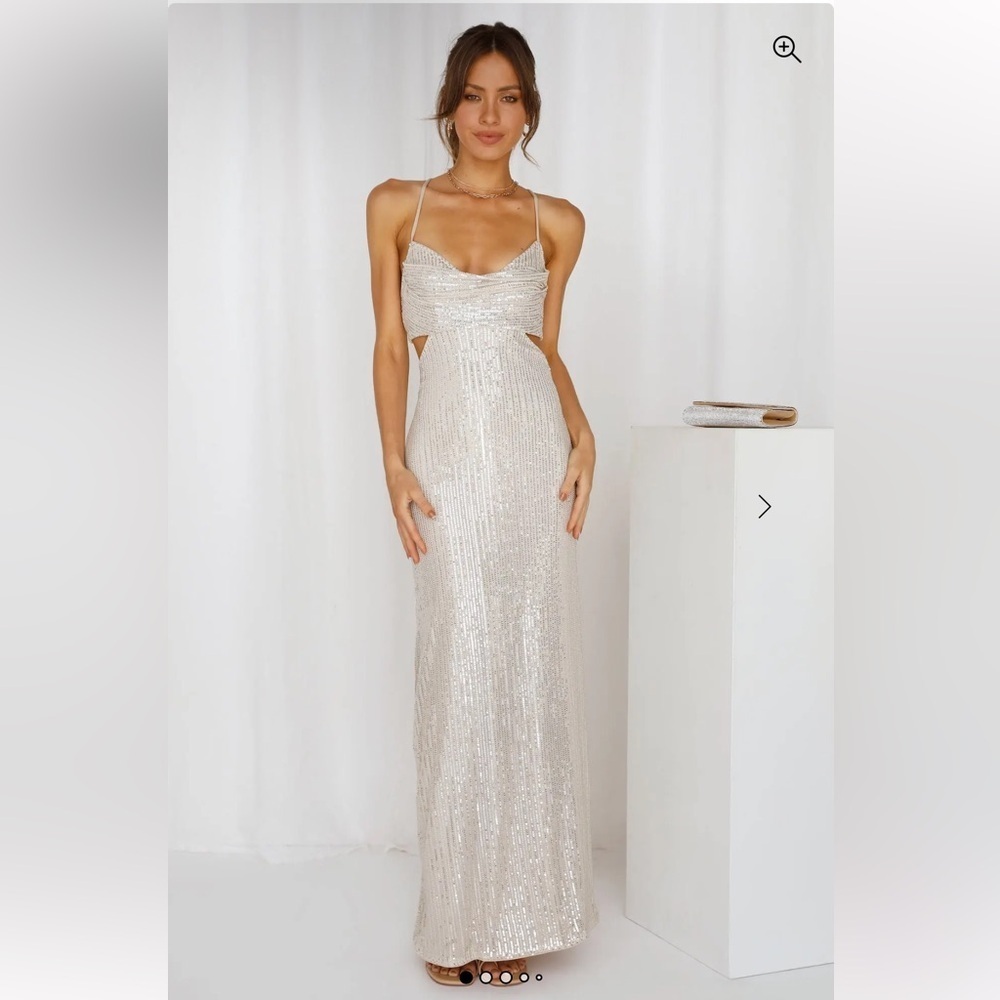 NWT Hello Molly Sparkling Moment Maxi Dress Silver - Picture 1 of 9